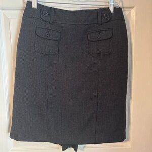 Ann Taylor Charcoal Textured Midi Skirt